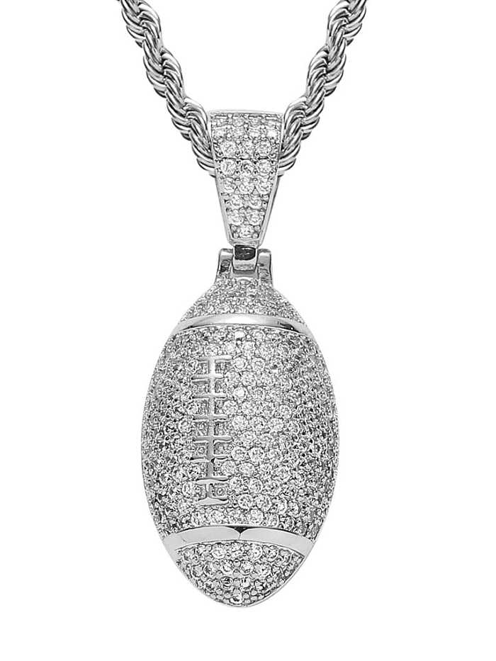 Brass Cubic Zirconia Oval Hip Hop Necklace