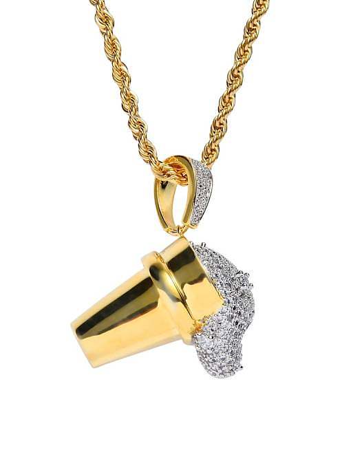 Brass Cubic Zirconia Ice Cream Hip Hop Necklace