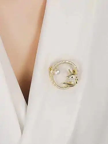 Brass Cubic Zirconia Deer Luxury Brooch