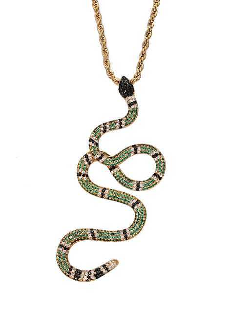 Brass Cubic Zirconia Snake Hip Hop Necklace