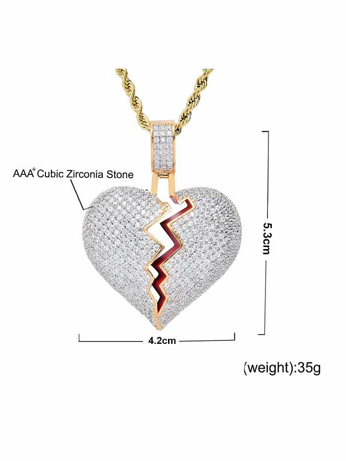 Brass Cubic Zirconia Heart Dainty Necklace