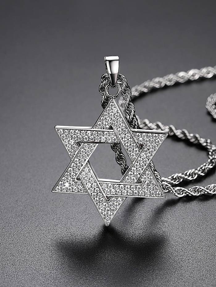 Brass Cubic Zirconia Star Hip Hop Necklace
