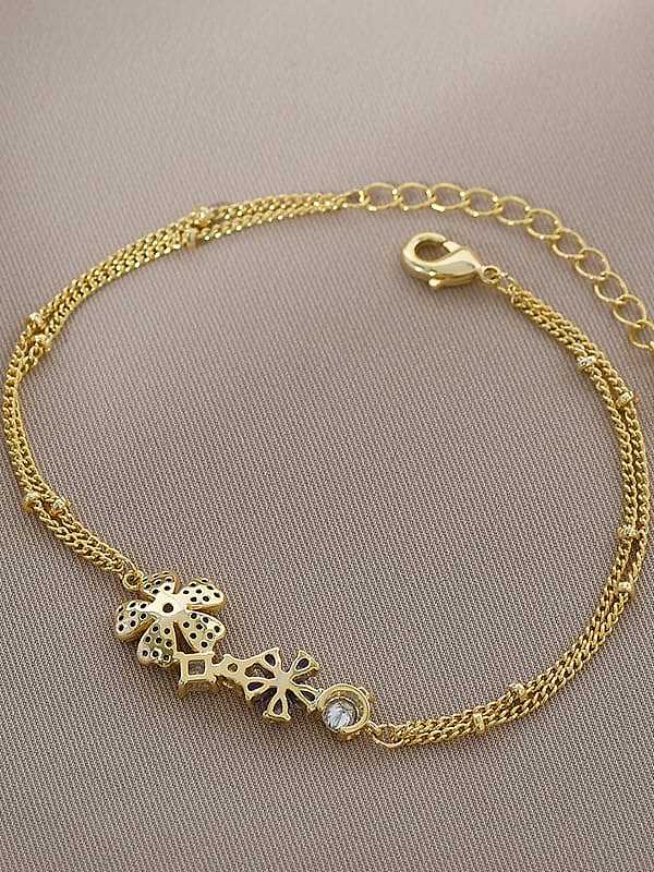 Zierliches Strang-Armband mit Zirkonia-Blume aus Messing