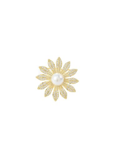 Broche Dainty Fleur en Laiton Cubic Zirconia