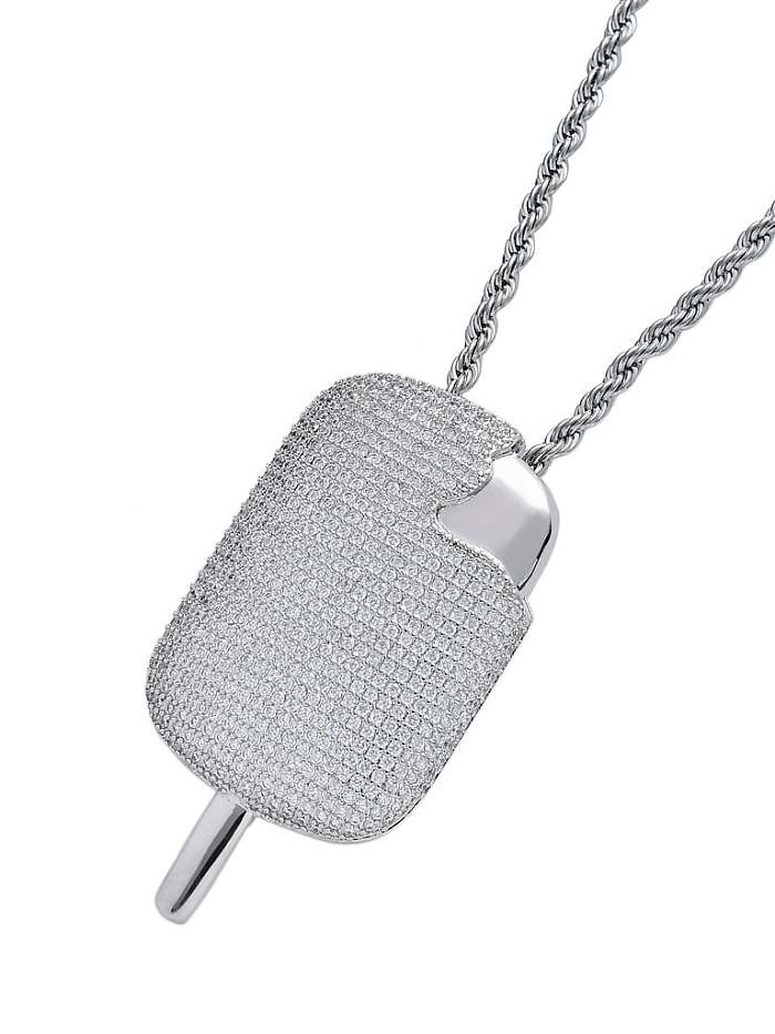 Brass Cubic Zirconia Multi Color Ice cream Hip Hop Necklace