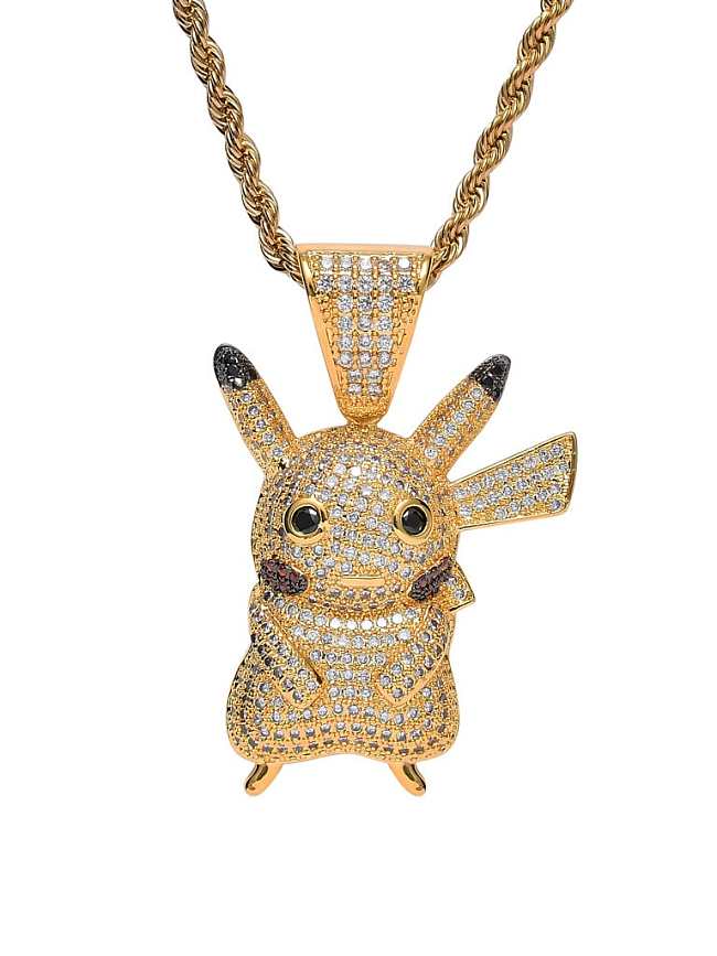 Brass Cubic Zirconia Cartoon anime character Hip Hop Necklace