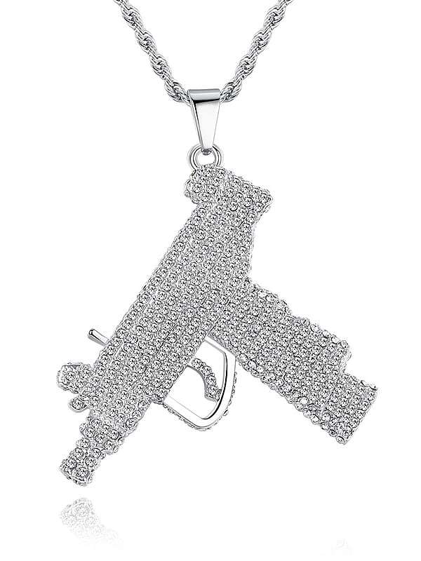 Copper Gun Cubic Zirconia Irregular Hip Hop Necklace