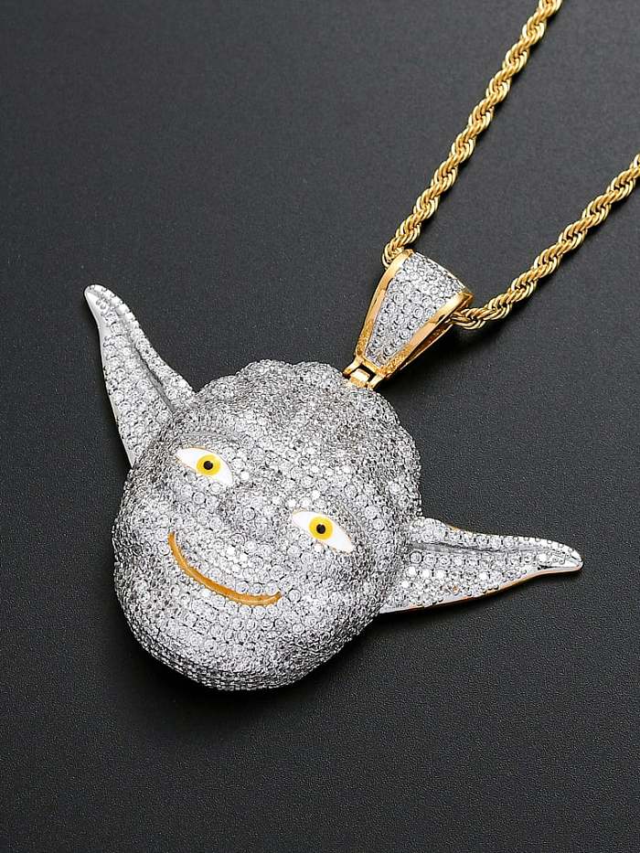 Brass Cubic Zirconia cartoon character Hip Hop Necklace