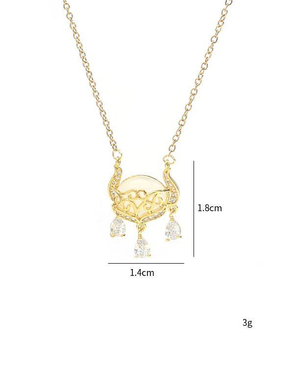 Brass Cats Eye Tassel Dainty Necklace