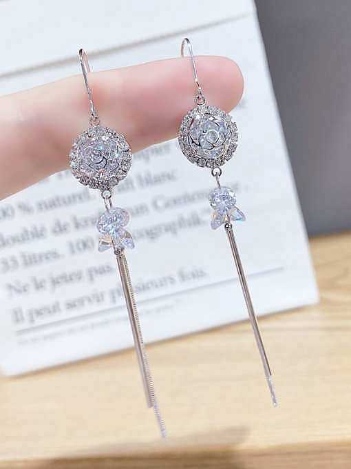 Brass Cubic Zirconia Tassel Dainty Threader Earring