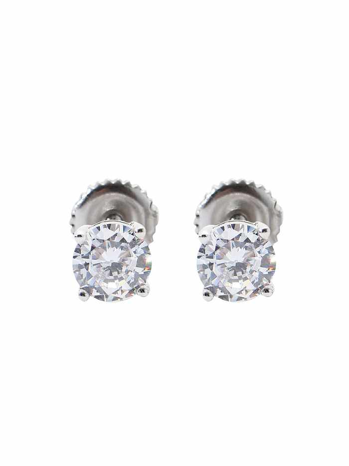 925 Sterling Silber Zirkonia runder zierlicher Ohrstecker