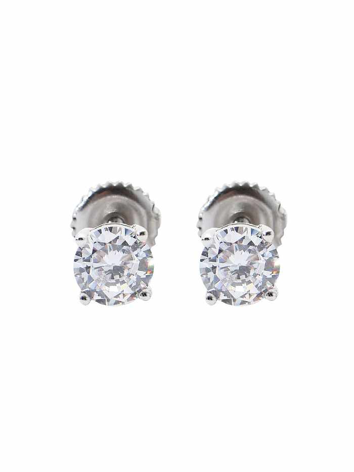 925 Sterling Silver Cubic Zirconia Round Dainty Stud Earring