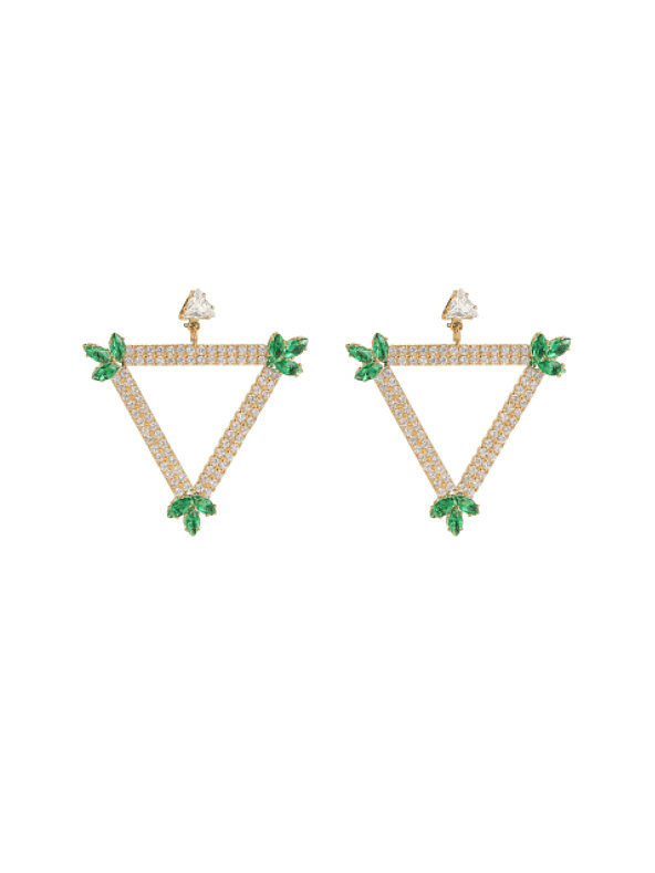 Brass Cubic Zirconia Triangle Vintage Cluster Earring