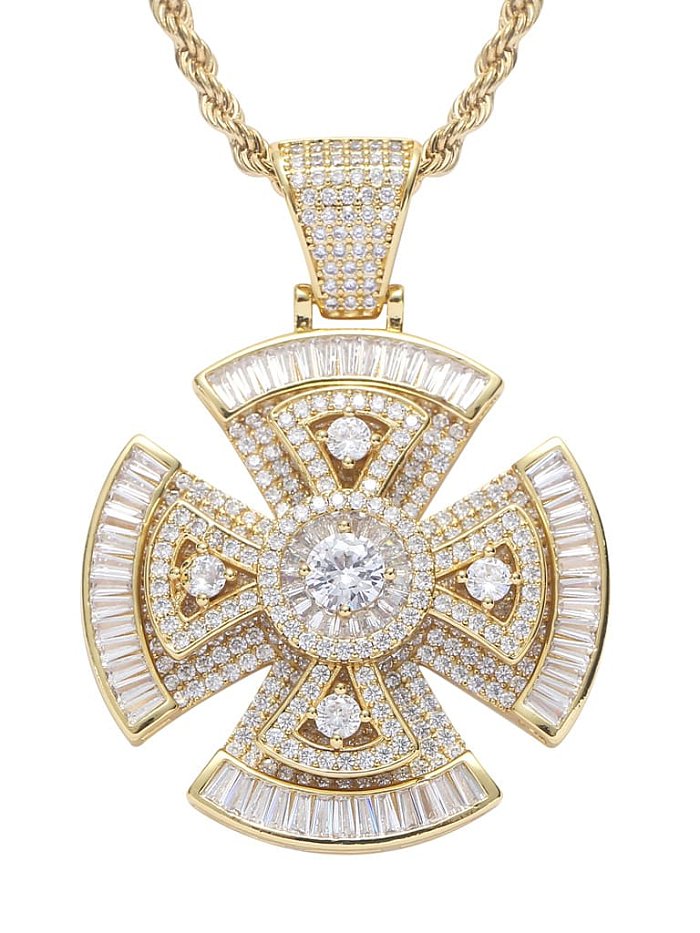 Brass Cubic Zirconia Round Hip Hop Necklace