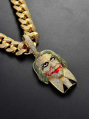 Brass Cubic Zirconia Batman Suit Joker Hip Hop Necklace