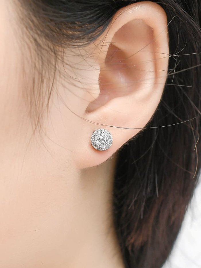 925 Sterling Silver Cubic Zirconia Round Dainty Stud Earring
