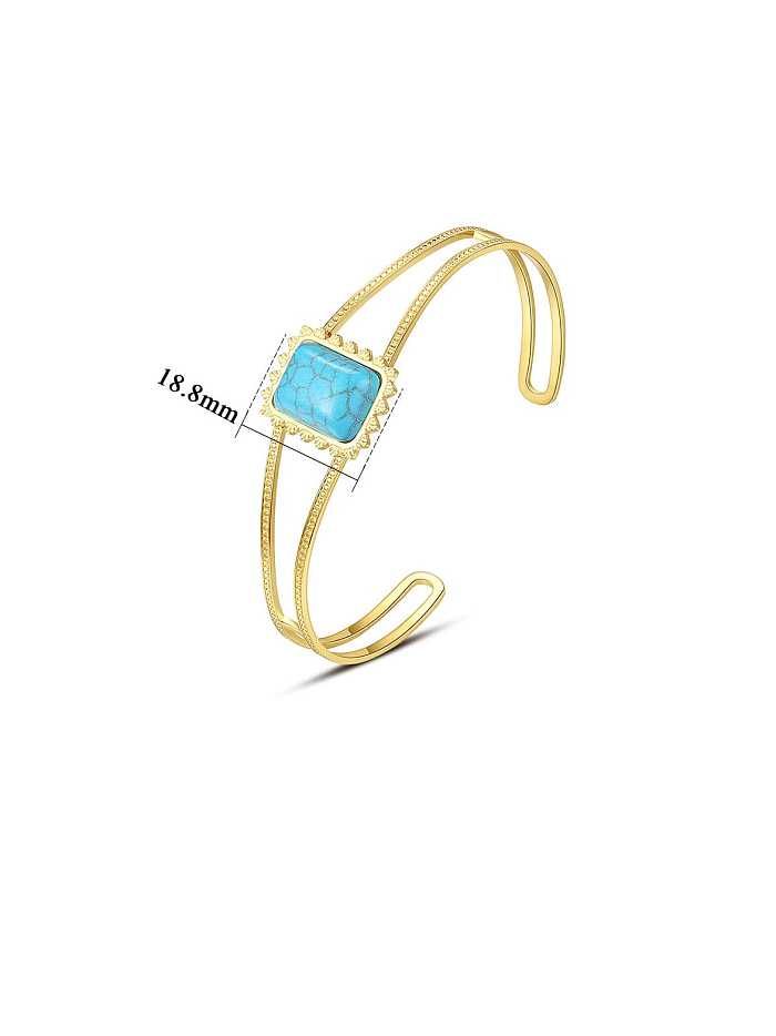 Stainless steel Turquoise Square Trend Cuff Bangle