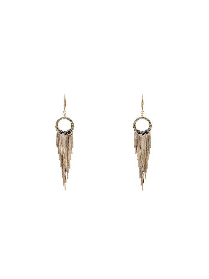 Brass Cubic Zirconia Tassel Dainty Threader Earring