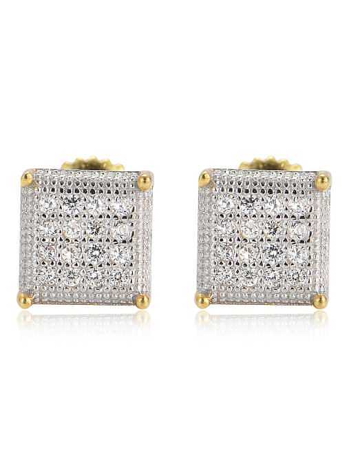 925 Sterling Silver Cubic Zirconia Square Dainty Stud Earring