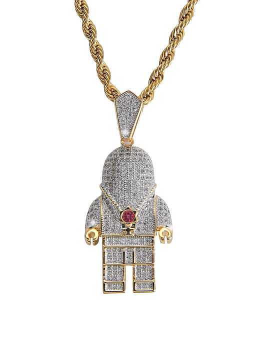 Brass Cubic Zirconia Astronaut Hip Hop Necklace