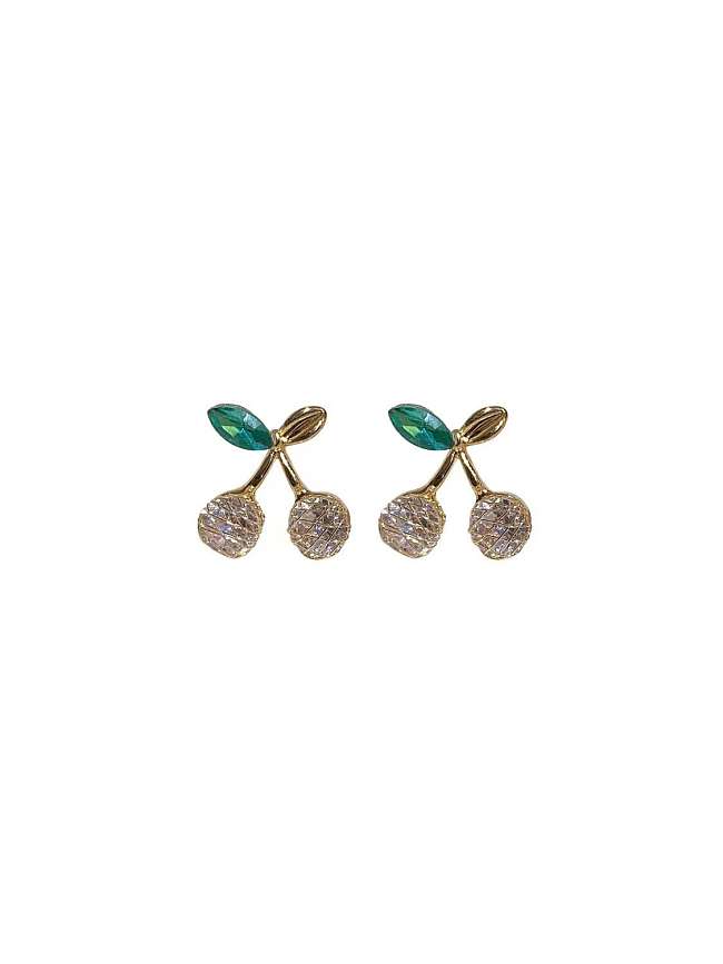 Brass Cubic Zirconia Friut Dainty Stud Earring