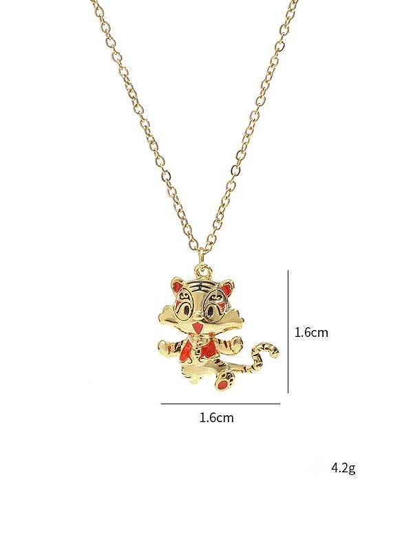 Brass Enamel Tiger Cute Necklace