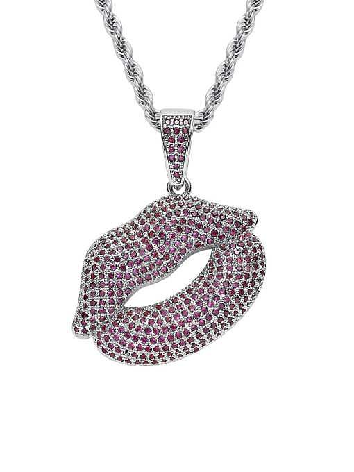 Brass Cubic Zirconia Mouth Hip Hop Necklace