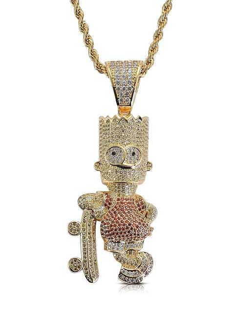 Brass Cubic Zirconia Cartoon character Hip Hop Necklace