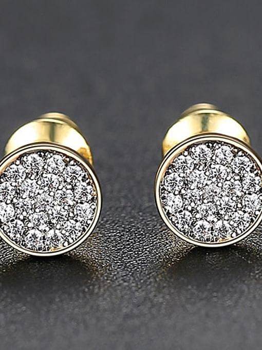 Arete redondo de hip hop con circonita cúbica de cobre