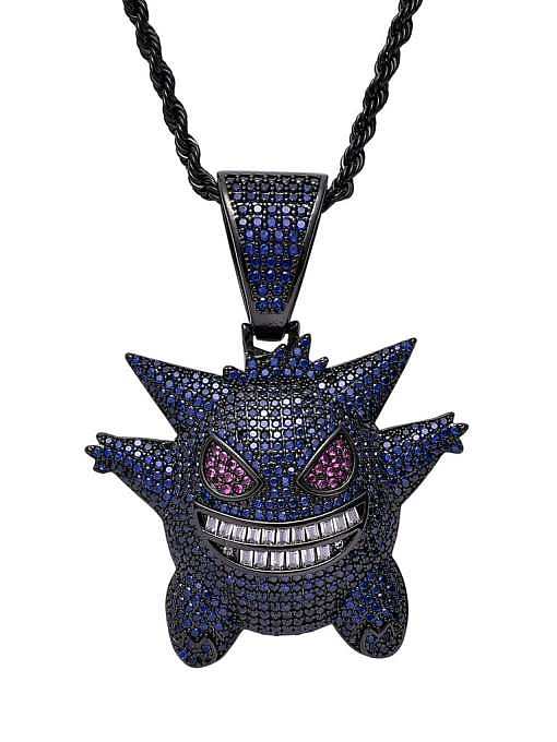 Brass Cubic Zirconia Geng Ghost Hip Hop Necklace