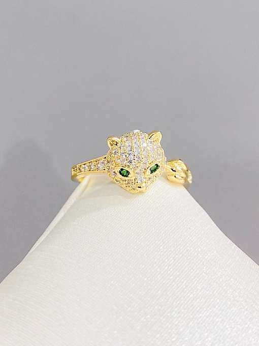 Brass Cubic Zirconia Leopard Cute Band Ring