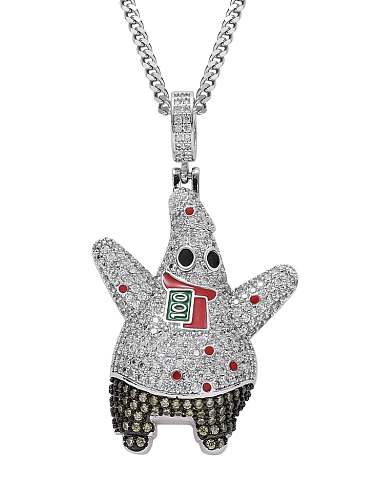 Brass Cubic Zirconia Enamel Cartoon character Hip Hop Necklace