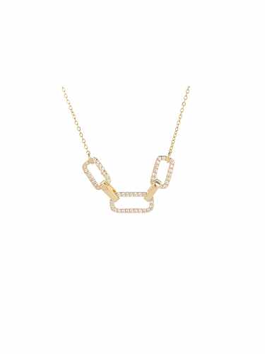 Brass Cubic Zirconia Geometric Dainty Necklace