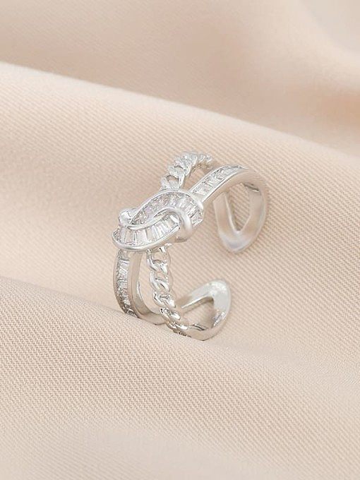 Brass Cubic Zirconia Geometric Trend Band Ring