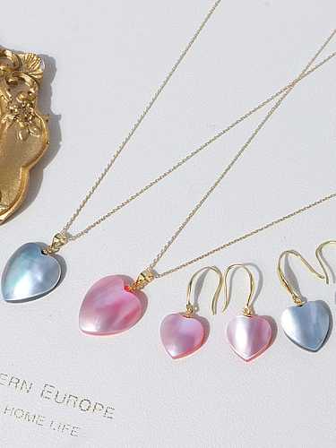 Brass Shell Minimalist Heart Earring and Necklace Set