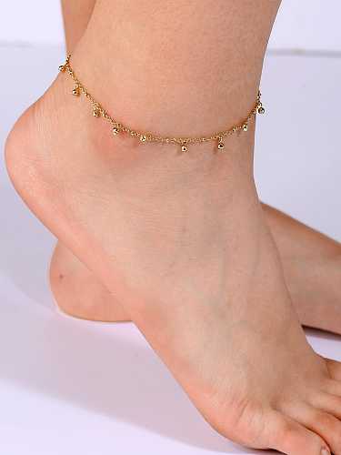 Minimalistisches kleines rundes Perlen-Fußkettchen aus Messing