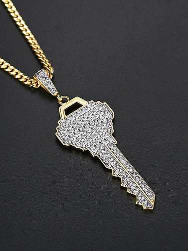 Hip-Hop-Halskette aus Messing mit Zirkonia-Schlüssel
