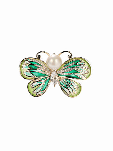 Brass Cubic Zirconia Butterfly Trend Brooch