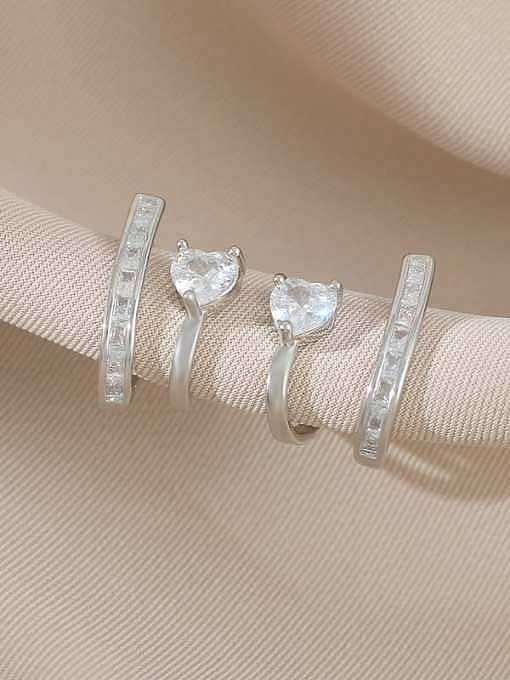 Brass Cubic Zirconia Heart Dainty Stud Earring