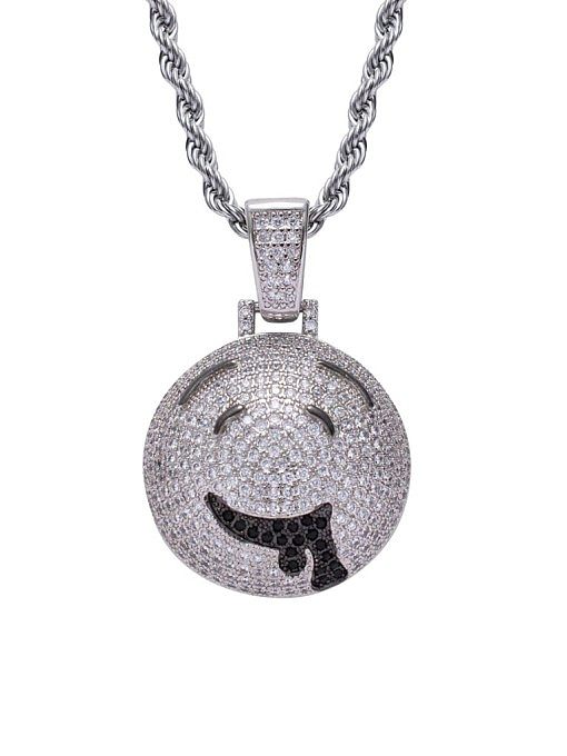 Brass Cubic Zirconia Cartoon drooling expression Hip Hop Necklace