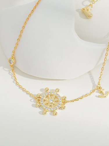 Brass Cubic Zirconia Flower Dainty Link Bracelet