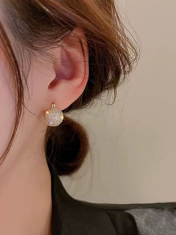 Brass Cubic Zirconia Geometric Dainty Stud Earring