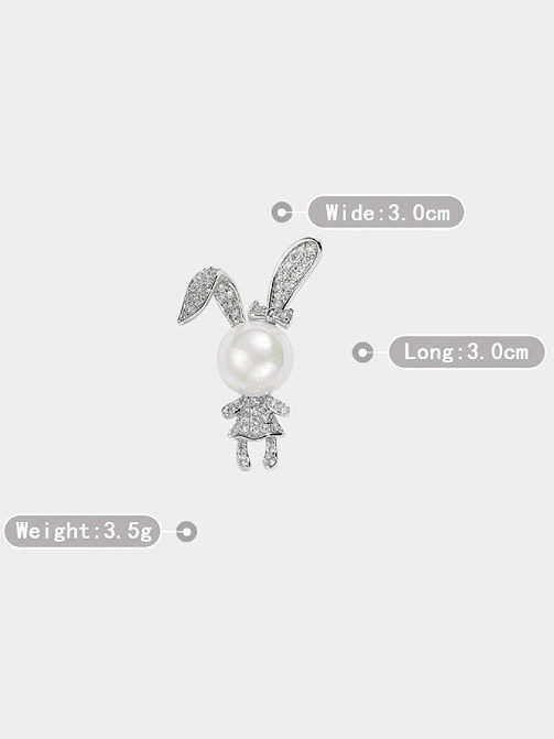 Brass Rhinestone Cute Cartoon Rabbit Rabbit Brooch