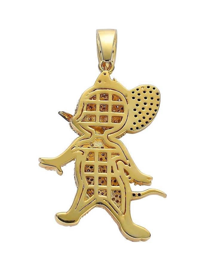 Brass Cubic Zirconia Mouse Hip Hop Necklace