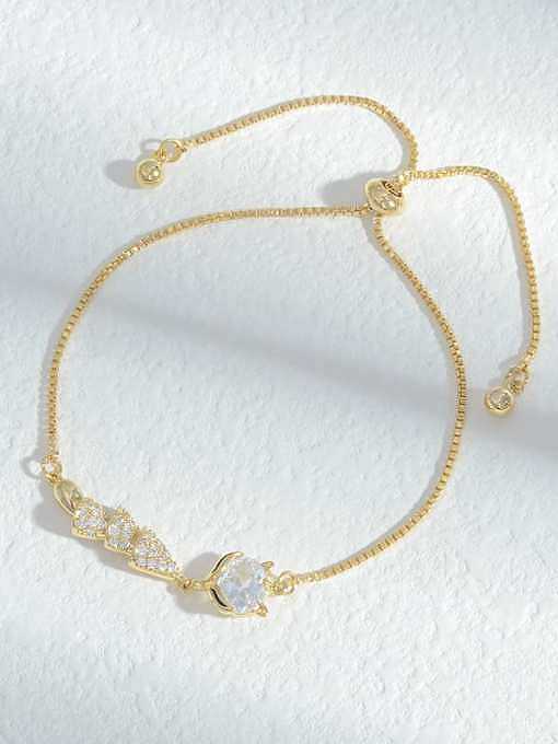 Brass Cubic Zirconia Fox Dainty Adjustable Bracelet