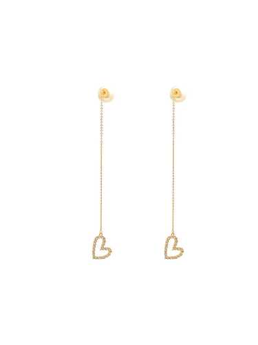 Brass Imitation Pearl Heart Dainty Threader Earring