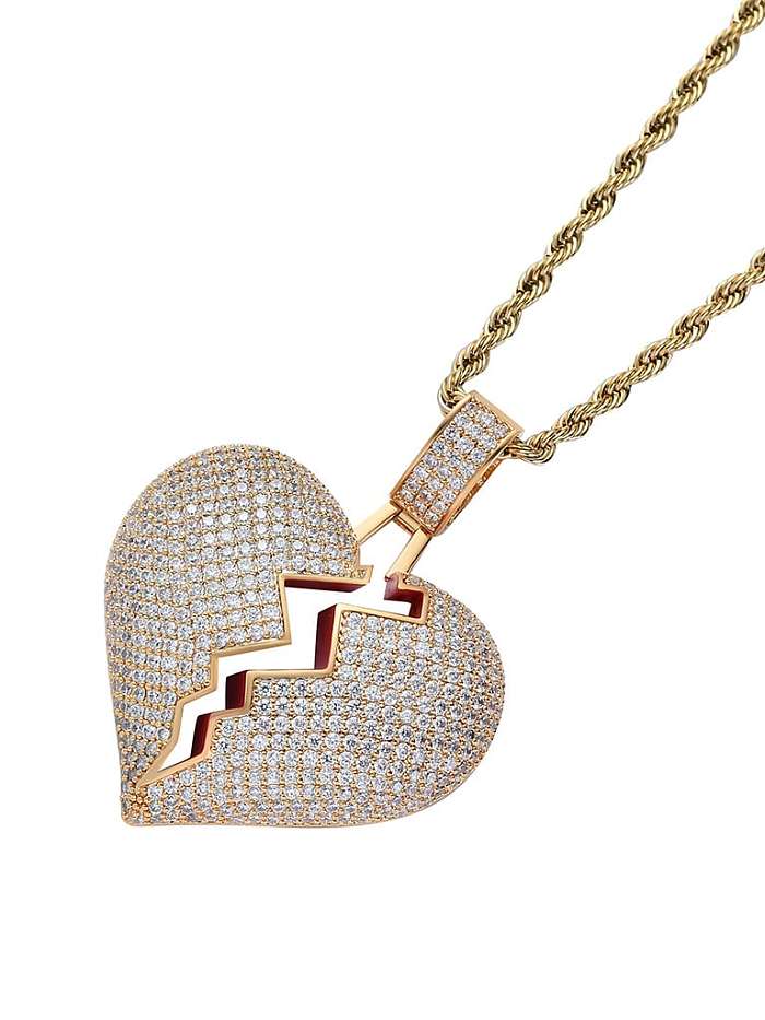 Brass Cubic Zirconia Heart Dainty Necklace