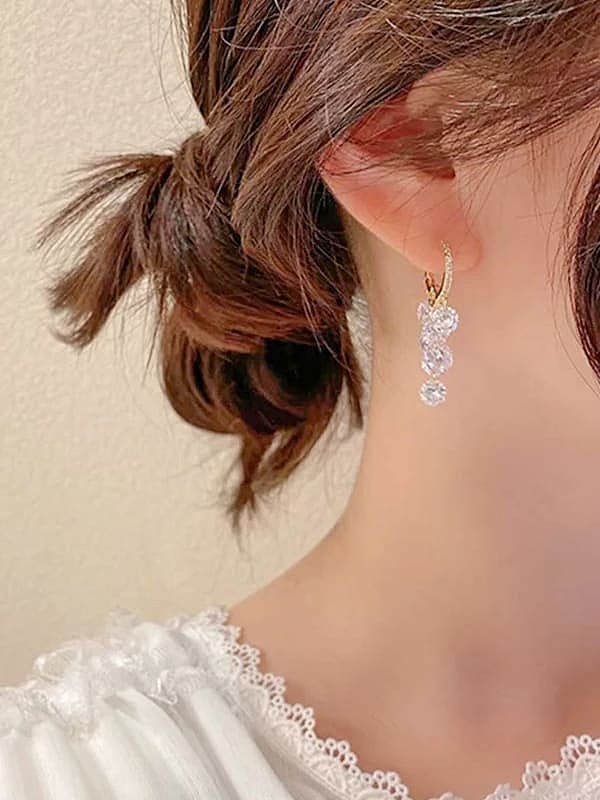 Boucles d'oreilles pendantes en laiton et zircon cubique