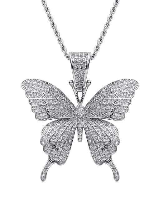 Brass Cubic Zirconia Butterfly Dainty Necklace
