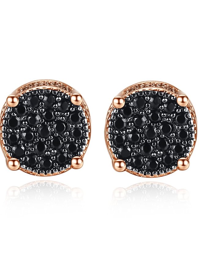 Copper Cubic Zirconia Round Hip Hop Stud Earring